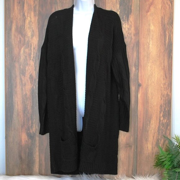 Allthreads XL Black Aspen Midweight Cable Knitted Cardigan - Picture 2 of 8
